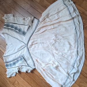 Free People Cream and Gray Blouse